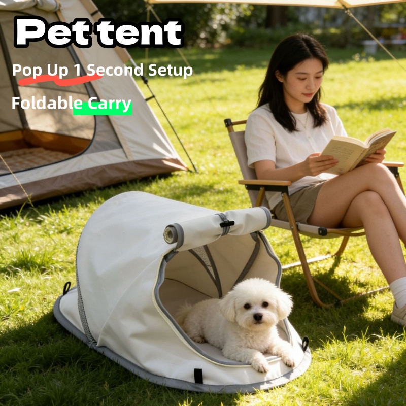 Outdoor Camping Dog Bed - Tenda Anjing Portabel Lipat, Pelindung Matahari,