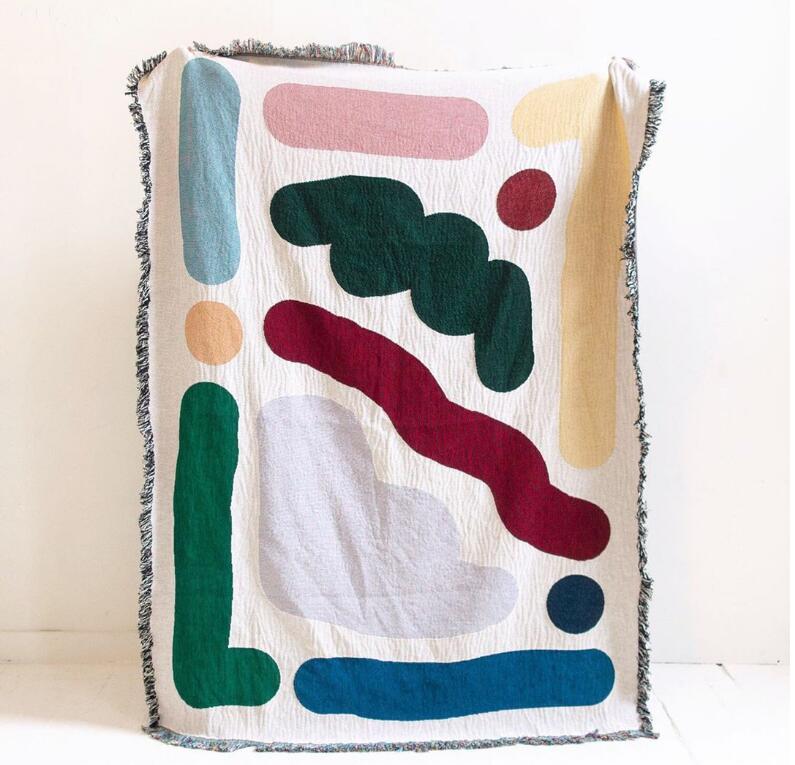 Outdoor Camping Rugs - Selimut Kemah Perjalanan Katun Garis Berwarna