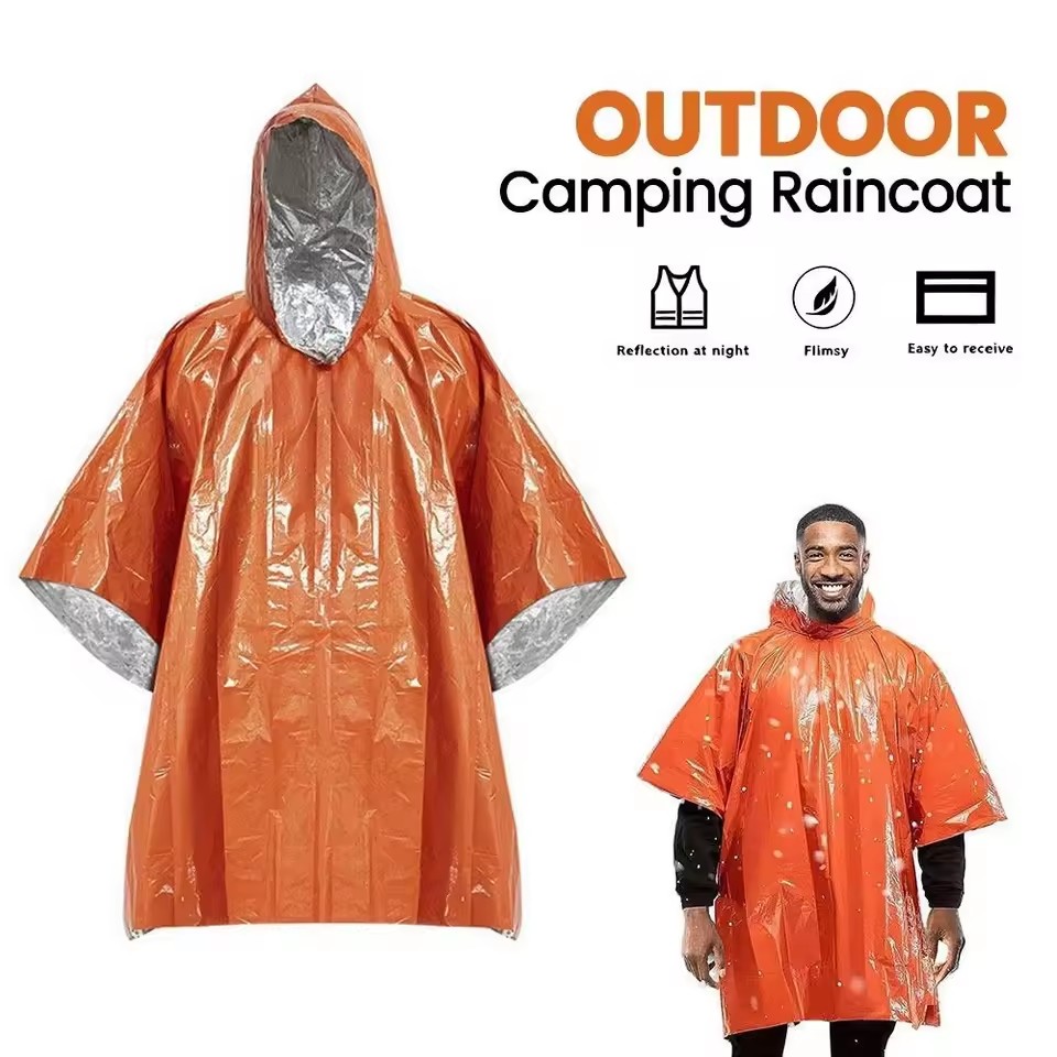Camping Rain Poncho - 1 buah/2 buah Ponco Hujan Darurat,