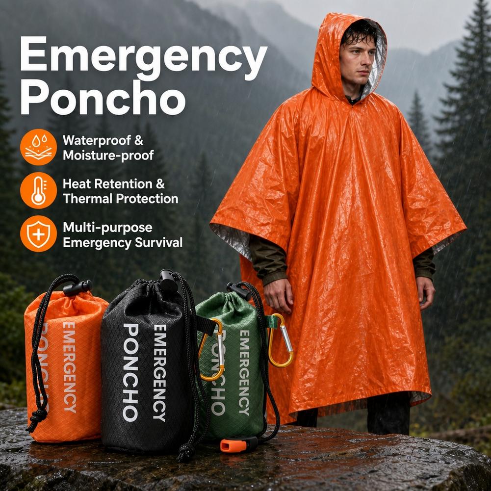 Set Jas Hujan Darurat Portabel - Camping Rain Poncho ulasan dan harga