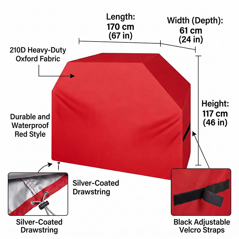 Penutup BBQ 210D Anti Debu Tah - Outdoor Camping Trolley ulasan dan harga