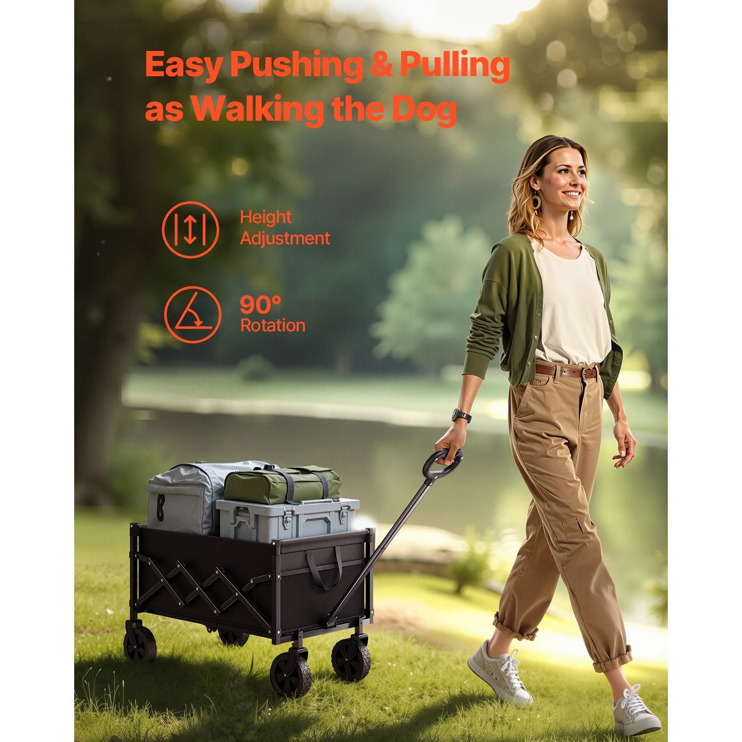 Gerobak Lipat 120L & 225LBS de - Outdoor Camping Trolley ulasan dan harga