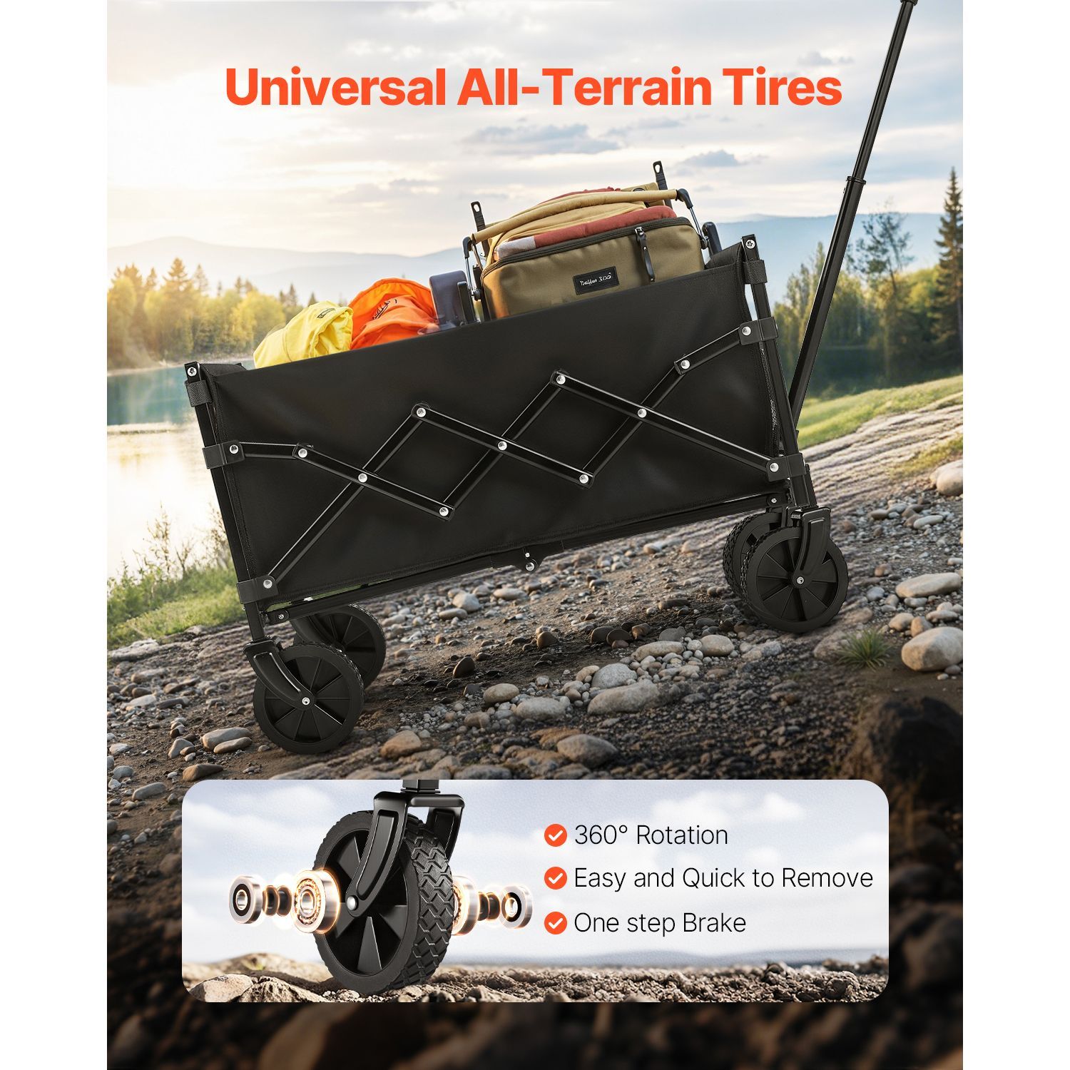 Gerobak Lipat 120L & 225LBS de - Outdoor Camping Trolley ulasan dan harga